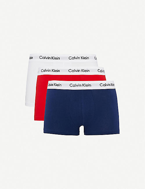 CALVIN KLEIN: Cotton Stretch pack of three low-rise stretch-cotton trunks