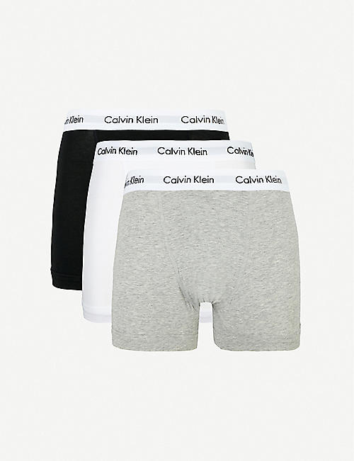 CALVIN KLEIN: Pack of three Cotton Stretch classic-fit stretch-cotton trunks