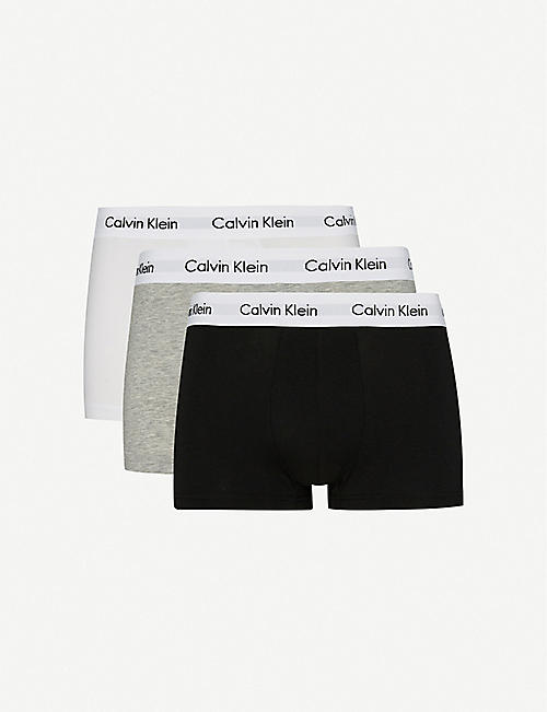 CALVIN KLEIN：弹力棉低腰平角内裤三件装