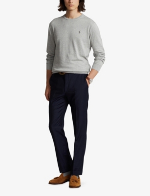 Polo Ralph Lauren Logo-embroidered Knitted-cotton Sweater In Andover Heather (grey)
