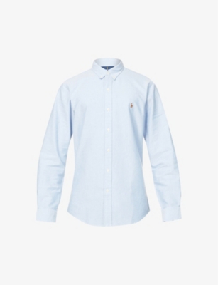 Ralph Lauren Polo  Mens Bsr Blue Embroidered Logo Slim Fit Single Cuff Shirt