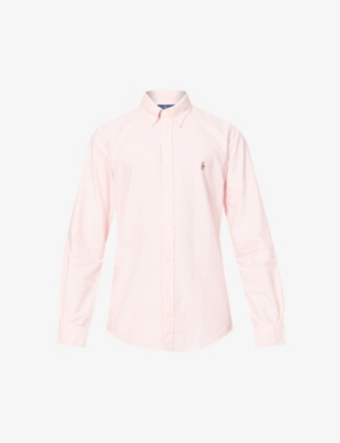 Polo Ralph Lauren Embroidered Logo Slim Fit Single Cuff Shirt In Carmel Pink