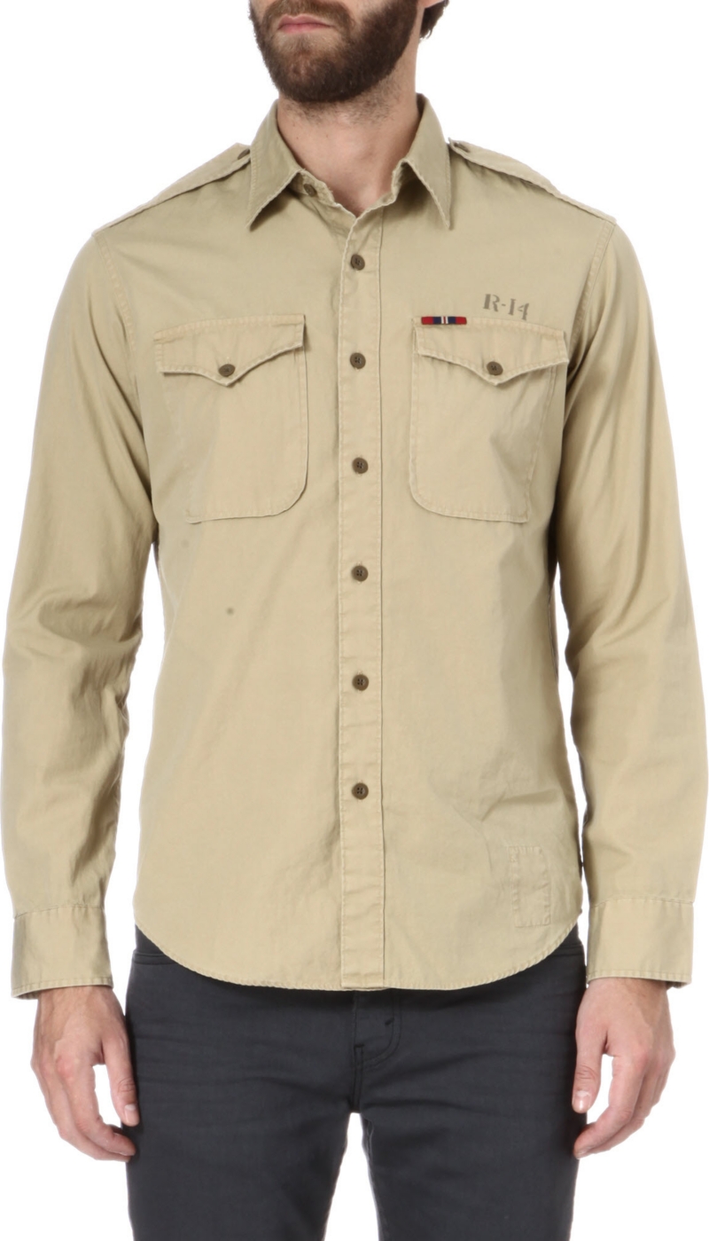 RALPH LAUREN   Military Traveler epaulette shirt