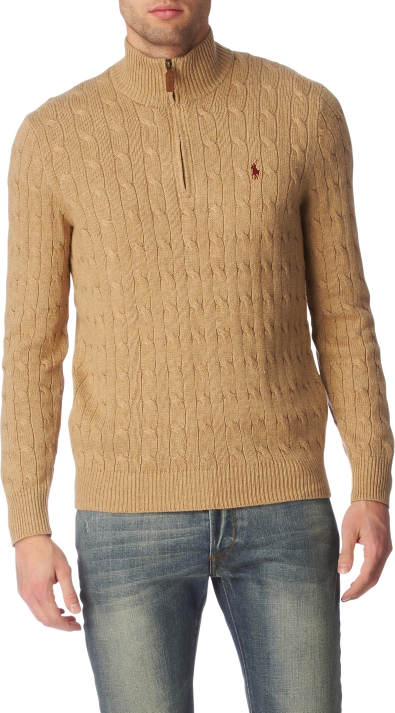 Cable knit Tussah silk jumper   RALPH LAUREN   Zip & button neck 