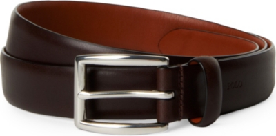 POLO RALPH LAUREN: Harness embossed-logo leather dress belt