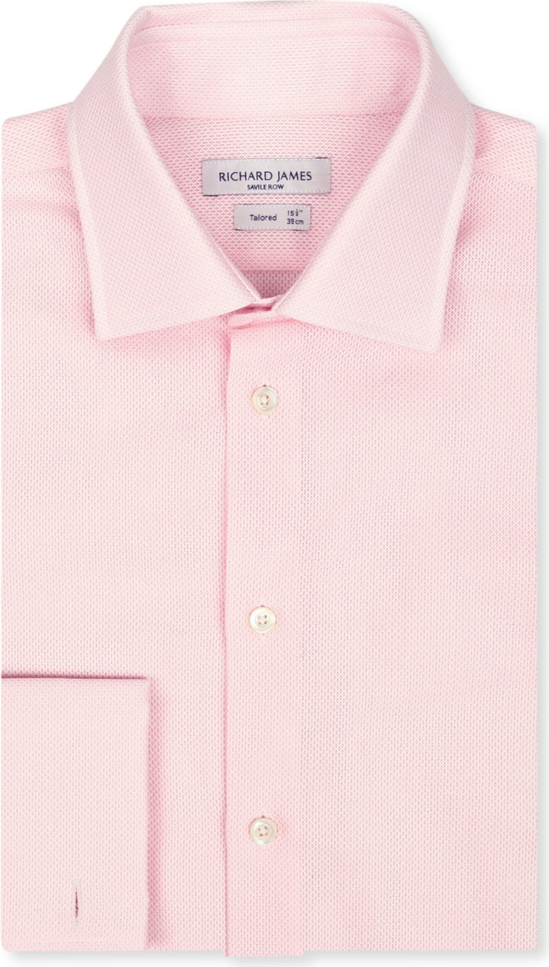 RICHARD JAMES   Open weave tailored fit double cuff shirt