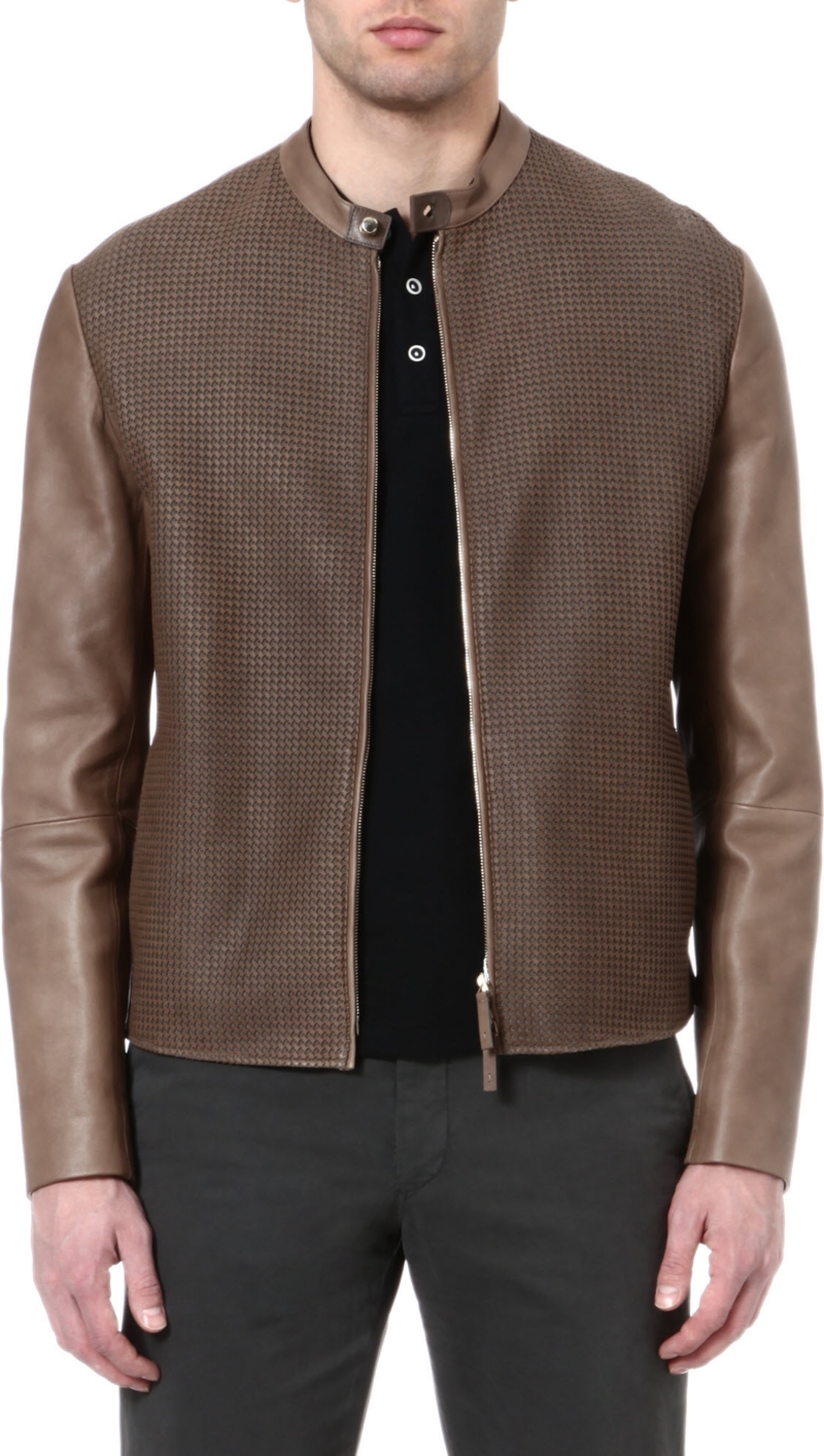 ARMANI   Contrast panel leather jacket