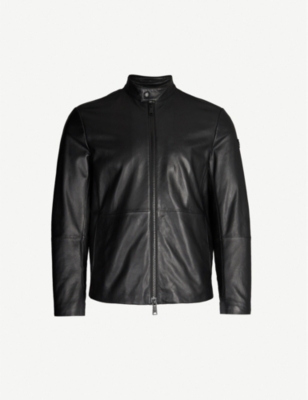 Biker-collar leather jacket 