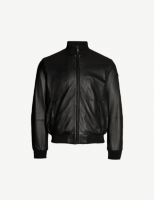 emporio armani leather bomber jacket