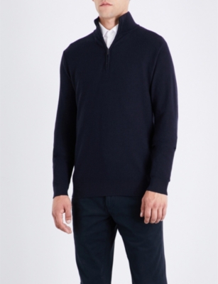 Stand collar wool and cashmere-blend 