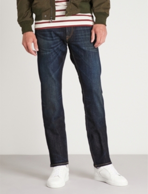 RALPH LAUREN PURPLE LABEL - Slim-fit straight stretch-denim jeans ...