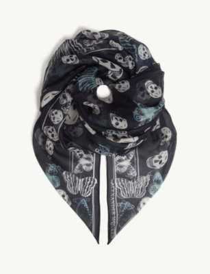 alexander mcqueen butterfly skull scarf