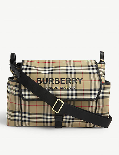 BURBERRY: Logo-print vintage check baby changing shoulder bag