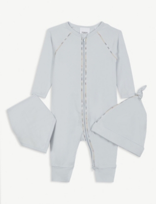 white burberry baby grow