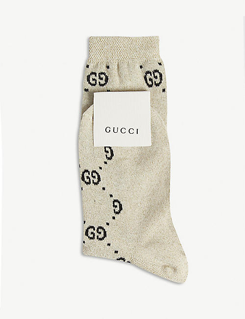 GUCCI: Interlocking GG cotton-blend lurex socks 6-12 years