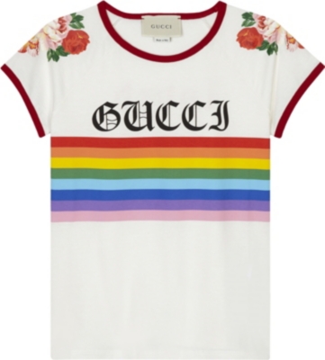 GUCCI - Rainbow stripe cotton T-shirt | Selfridges.com
