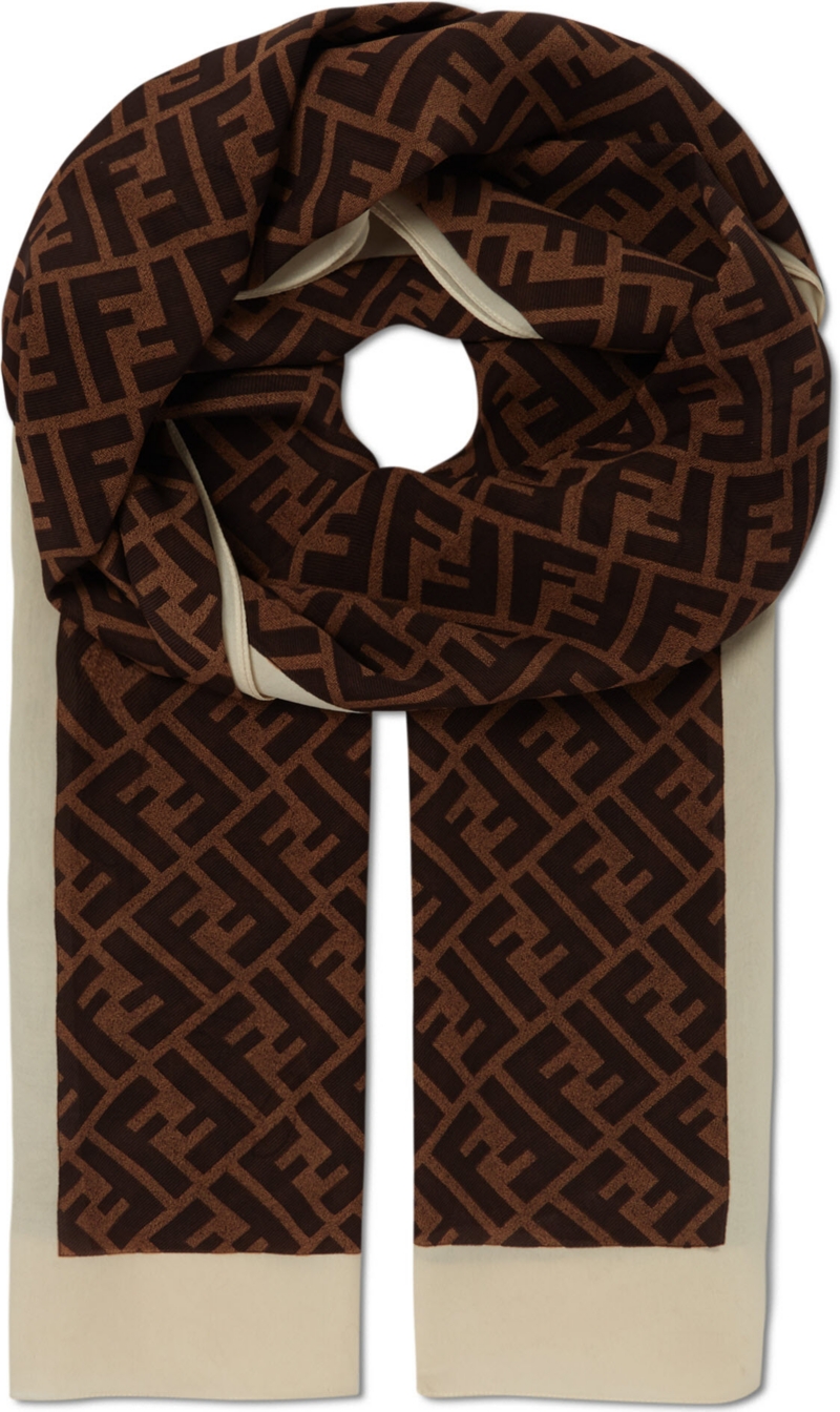 FENDI   Block edge silk logo scarf