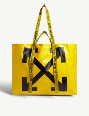 off white black bag with yellow stripe