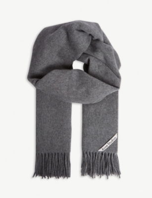 Acne Studios - Men - Oversized Fringed Melangé Wool Scarf Gray