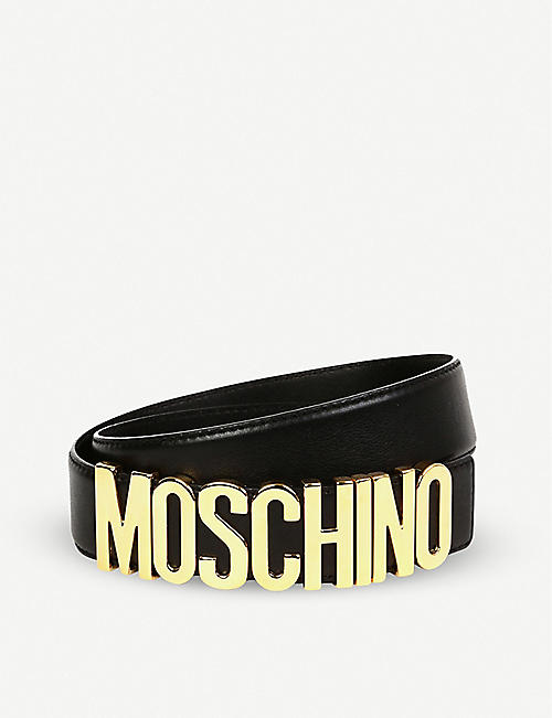 MOSCHINO: Logo-embellished leather belt