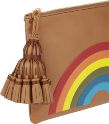 ANYA HINDMARCH Georgiana Silk Leather Rainbow Clutch