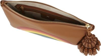 ANYA HINDMARCH Georgiana Silk Leather Rainbow Clutch