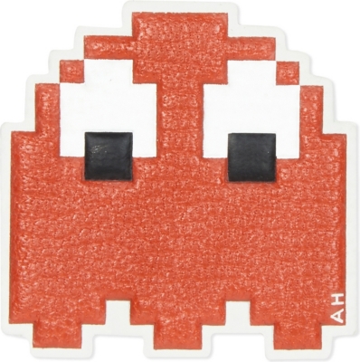 ANYA HINDMARCH 'PAC-MAN GHOST' EMBOSSED LEATHER STICKER, FLAME RED ...
