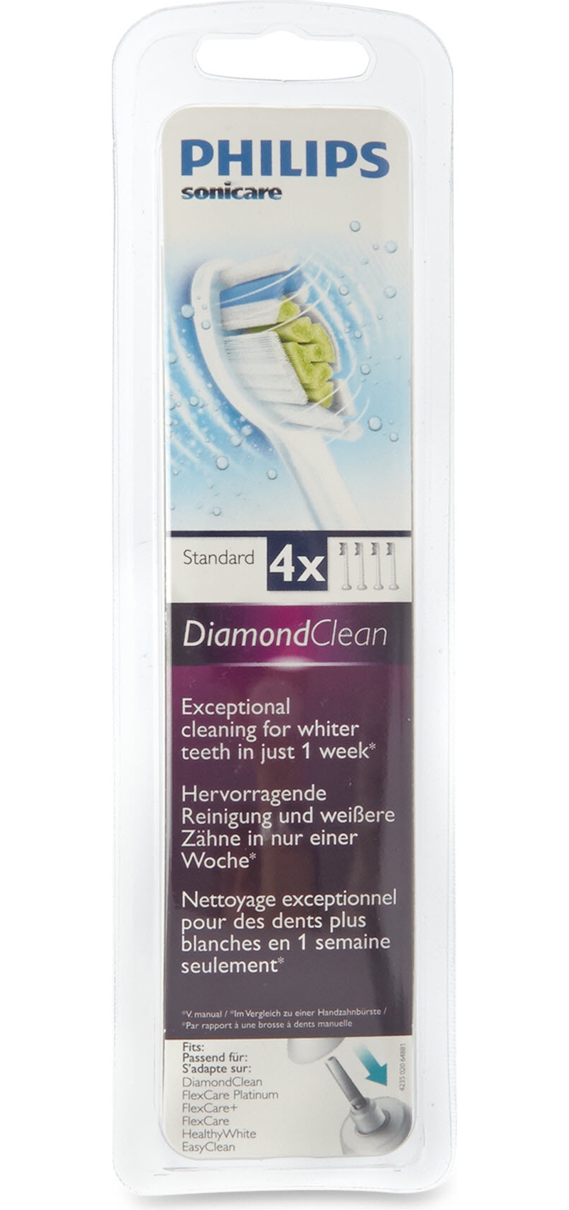 PHILIPS   Pack of four DiamondClean Sonicare toothbrush heads