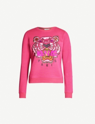 KENZO Tiger-embroidered cotton-jersey sweatshirt