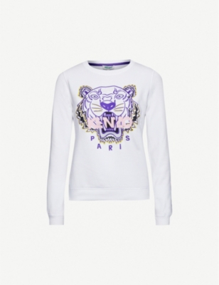 KENZO - Tiger-embroidered cotton-jersey 