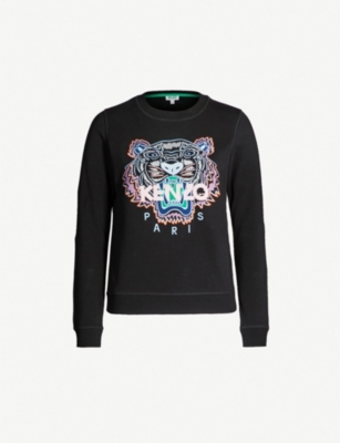 KENZO Tiger-embroidered cotton-jersey sweatshirt