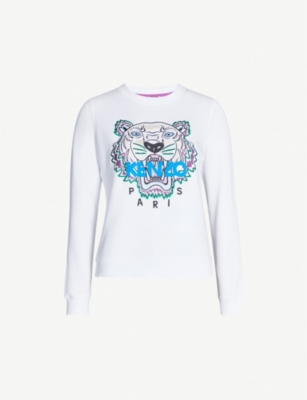 KENZO Tiger-embroidered cotton-jersey sweatshirt