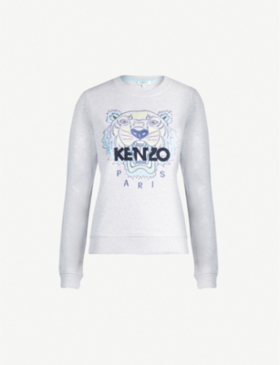 KENZO Embroidered tiger cotton-jersey sweatshirt
