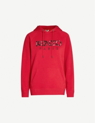 KENZO Floral logo-appliqué cotton-blend hoody