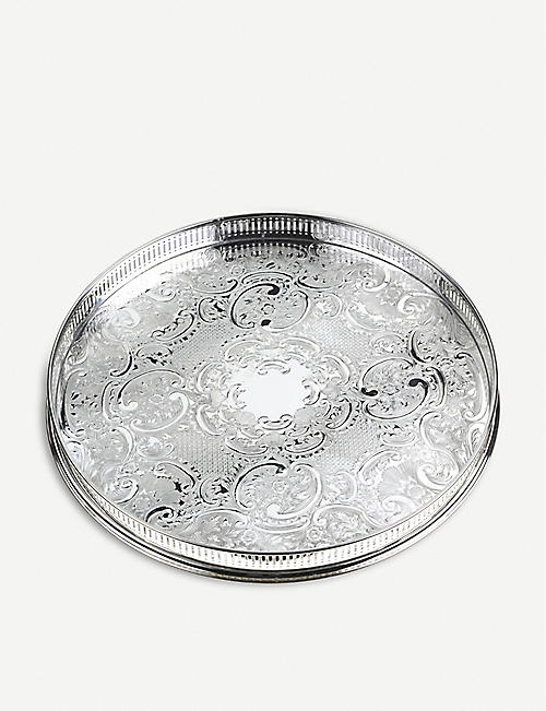 ARTHUR PRICE: Embossed silver-plated 28cm-round tray