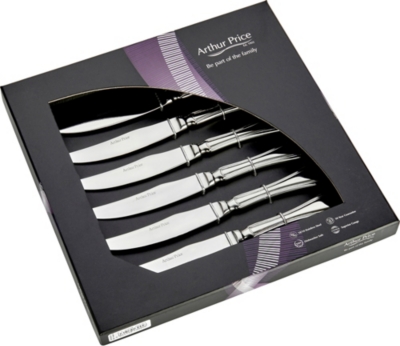 Arthur Price Baguette Set Of 6 Stainless Steel Steak Knives