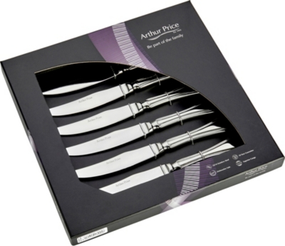 ARTHUR PRICE: Bead set of 6 stainless steel steak knives