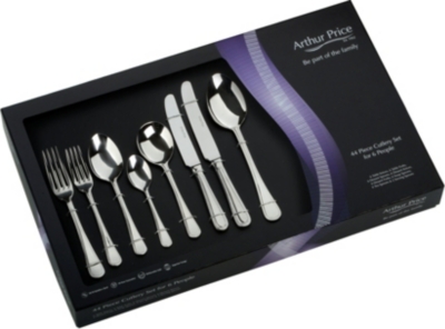 ARTHUR PRICE: Bead 44-piece stainless steel cultery set for 6