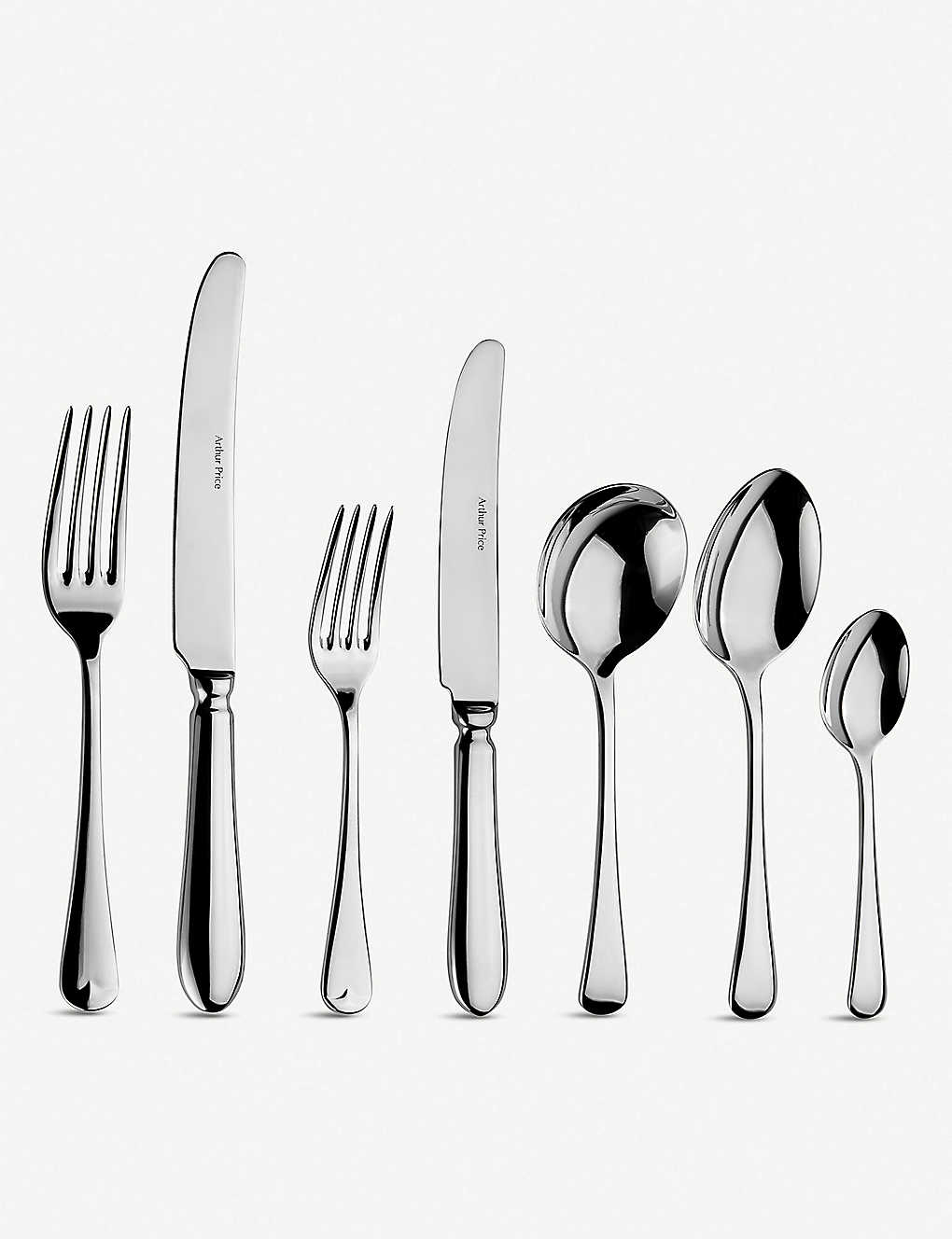 Arthur Price Georgian Stainless Steel Cutlery Set Of 44 In Clear