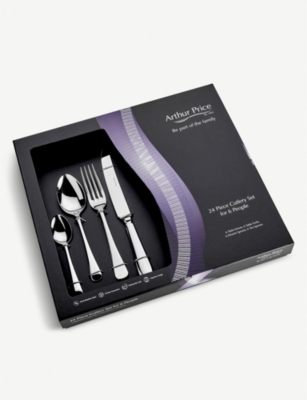 Arthur Price Georgian Stainless Steel Cutlery 24-piece Set In Clear
