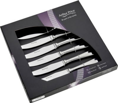 ARTHUR PRICE: Rattail set of 6 stainless steel steak knives