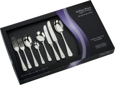 ARTHUR PRICE: Rattail 44 piece stainless steel cutlery set for 6