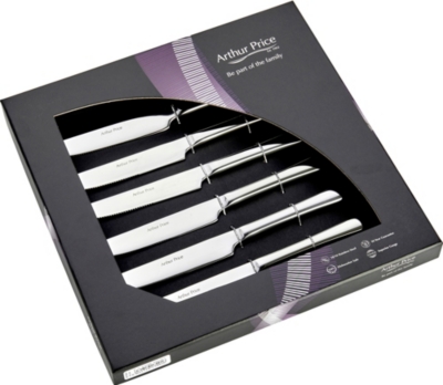 Arthur Price Willow Set Of 6 Stainless Steel Steak Knives