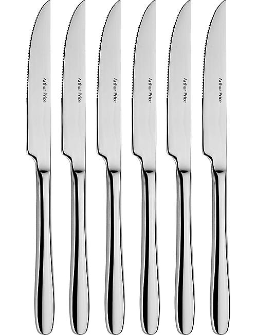 ARTHUR PRICE: Willow set of 6 stainless steel steak knives