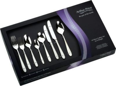 ARTHUR PRICE: Willow stainless steel 44 piece cutlery set