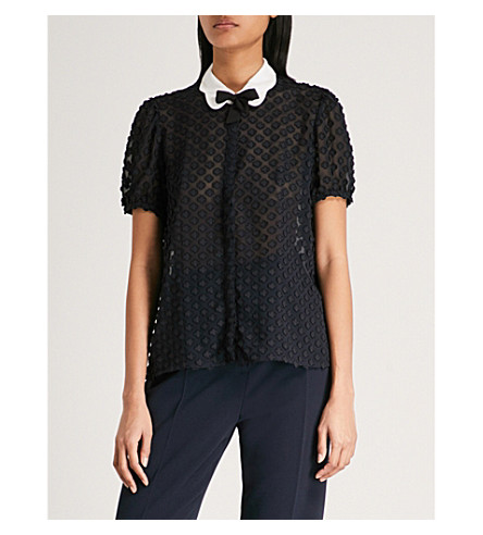 Claudie Pierlot Peter Pan-collar floral-embroidered blouse