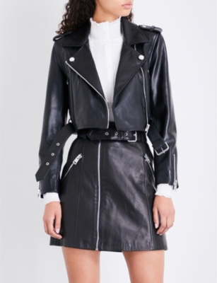 CLAUDIE PIERLOT - Cactus leather biker jacket | Selfridges.com