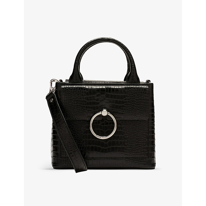 Claudie Pierlot Womens Noir / Gris Anouck Small Reptile-embossed Leather Shoulder Bag 1 Size