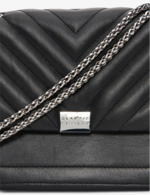 Shop Claudie Pierlot Womens Black Angela Leather Shoulder Bag