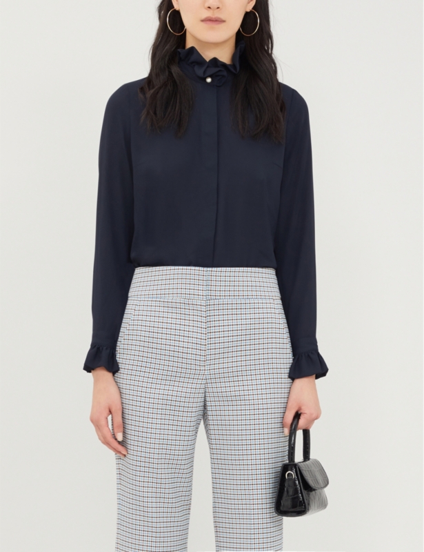 Long-sleeved crepe blouse